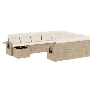 Garden <b>Sofa</b> <b>Set</b> Beige PE Rattan Cushioned Outdoor Furniture Contemporary Design - Product Image 2