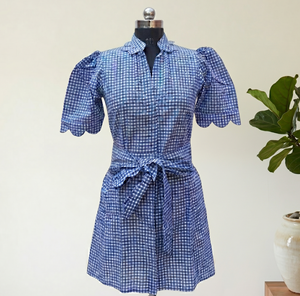 Vestido Corto de Algodón Estampado Floral Estilo Bohemio con Cuello Barco y Cintura Natural, Ecológico, Casual, Venta al por Mayor de Jaipur, India - Product Image 2