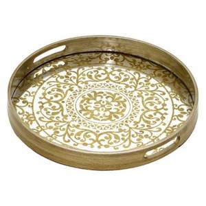 Plat de service en bois émaillé, style bol, imprimé feuilles modernes, peint à la main |   Centre de table artisanal pour la décoration de la maison - Product Image 2