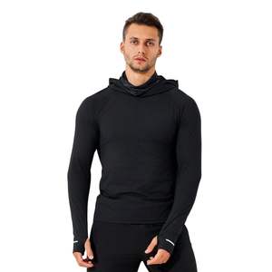 เสื้อเจอร์ซีย์ตกปลาแบบมีฮู้ดกันน้ำ พิมพ์ลายโลโก้ตามสั่ง OEM/ODM พร้อมหน้ากากปิดจมูกแบบมีรูสอดนิ้วโป้ง ผลิตจากผ้าสแปนเด็กซ์/โพลีเอสเตอร์ ป้องกันรังสียูวี - Product Image 4