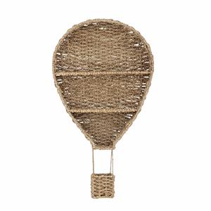 Cute hot air balloon seagrass wall shelf kid handwoven rattan wicker <b>shelves</b> nursery toy organizer <b>storage</b> <b>baskets</b> wholesale - Product Image 1