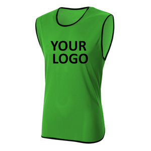 Customizable Blue Mesh Soccer Training Vest for Men's Breathable Quick Dry Eco-Friendly Lightweight O Neck Sleeveless Front Logo - Product Image 3