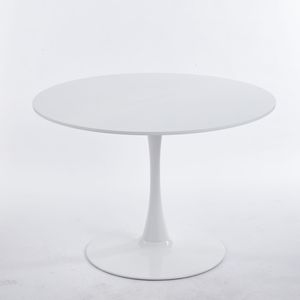 Tavolo Tulip Bianco da 107 cm in MDF Stile Mid-Century per 4-6 Persone con Piedistallo per Spazi Angolari - Product Image 4