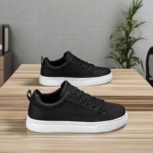 Zapatos de cuero informales para todas las estaciones para hombre, diseño deportivo ligero, malla antideslizante, aumento de altura, moda cómoda y flexible - Product Image 1