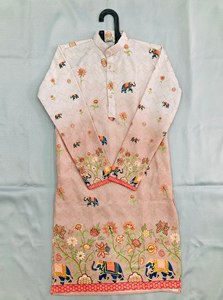 Kurta Floral Reversible de Secado Rápido para Hombre, Estilo Tradicional Indio/Pakistaní, para Bodas y Fiestas, Corte Regular, Largo hasta la Rodilla, de Algodón - Product Image 3