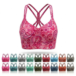 Comfortable <b>LOW</b> MOQ Custom Printed Sports <b>Bra</b> Shoulder Straps Padded Yoga Gym Fitness Compression Workout Stretch Breathable <b>Bra</b> - Product Image 1