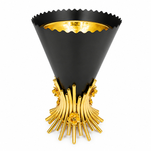 Brûleur à Bakhoor Arabe de Luxe Noir et Or, Base Florale en Métal, Porte-Encens Oud, Mubkhara du Moyen-Orient pour la Décoration de la Maison au Ramadan - Product Image 1