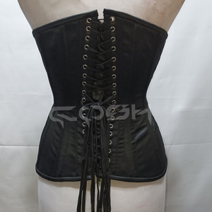 Premium Quality Black Satin Waist Cincher <b>Underbust</b> Corset with Front Busk | OEM Custom Waist Training Corset Supplier - Product Image 6