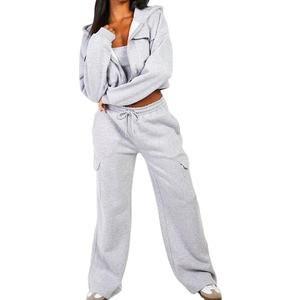 Conjunto Deportivo de Algodón para Mujer con Múltiples Bolsillos, Chándal de Dos Piezas, Estilo Informal, Conjunto Deportivo para Mujer - Product Image 3