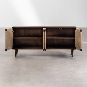 Buffet Vandana Grand Maxima 160x40 cm en bois de manguier et jute Evans - Product Image 5