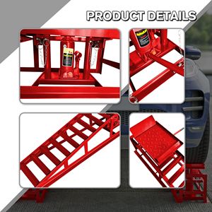 2 Pack <b>Low</b> Profile Hydraulic Car Lift Ramps 5T 11000lbs Capacity Red Truck <b>Trailer</b> Garage Service Model D0100H5TEE2 D0102HP27JJ - Product Image 3