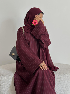 Abaya Moderna con Rayas para Ramadán y Eid, Abaya Cerrada Estilo Dubái, Vestido Musulmán para Mujer, Ropa Islámica, Moda para Uso Diario, Abaya Femenina - Product Image 3