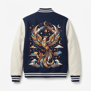 Chaqueta Varsity Unisex Retro Letterman Bomber de Tela de Alta Calidad con Nuevo Diseño, Cuerpo de Lana, Mangas de Cuero Genuino y Parche Bordado - Product Image 2