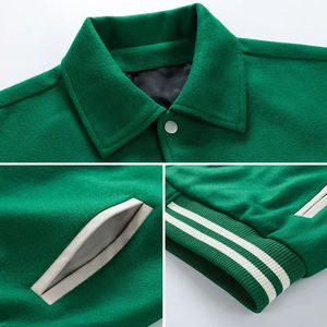 แจ็คเก็ตวาร์ซิตี้ทำตามสั่ง ผ้าขนสัตว์ แต่งแขนหนังแท้ ปักลายทีมกีฬาบาสเกตบอล - Product Image 5