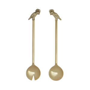 ชุดช้อนส้อมเสิร์ฟอาหารบนโต๊ะอาหาร ดีไซน์ด้ามจับรูปนก สีทอง ขายดี - Product Image 2
