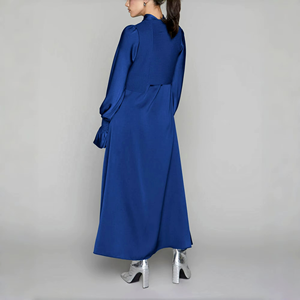 Robe longue élégante en coton uni pour femme musulmane, manches longues, naturelle, écologique, respirante, infroissable, coupe trapèze, style vintage, pour l'église - Product Image 1