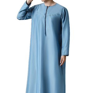 Premium Men's Casual <b>Kaftan</b> Breathable Long Sleeve Islamic Clothing Stand-Up Collar Thobe for Boys-OEM Custom <b>Plus</b> <b>Size</b> Options - Product Image 5