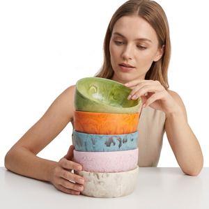 Handmade Resin <b>Bowls</b> <b>Set</b> Stackable Marbled Design Contemporary Style For Food Serving Home Use - Product Image 1