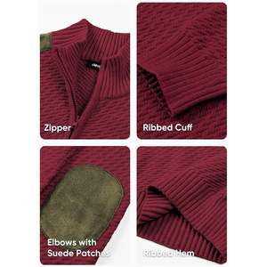 2025 <b>Men's</b> Casual Long Sleeve <b>Quarter</b> <b>Zip</b> Cable Knit Pullover <b>Sweater</b> Warm Winter Stand Collar <b>Sweaters</b> Made of Cashmere - Product Image 5