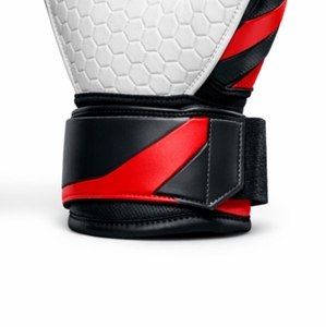 Gants de gardien de but de football, noir, rouge, blanc, cuir PU, fermeture à boucle et crochet, unisexe, protection sportive - Product Image 6