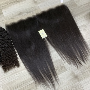 Extensiones de trama de alta calidad, mechones de cabello liso Natural rizado birmano, encaje suizo crudo, cabello humano Frontal 13x6 HD, Vietnam - Product Image 6