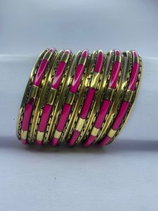 American Style Silver Plated Brass Metal and Resin Inlay <b>Bangle</b> Set for Girls and Woman Handcrafted Items in India - Product Image 1