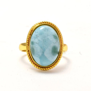 แหวนพลอยลาริมาร์ชุบทอง แหวนเงินแท้ 925 - Product Image 1