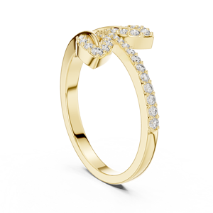 Anillo de Diamantes Cultivados en Laboratorio TWIN LEAF, Oro Amarillo de 18 Quilates con Baño de Rodio, Corte para Compromiso, Boda, Regalo, Evento, Uso Diario, para Mujer - Product Image 2