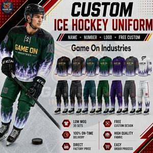 Flame Graphic Printed Customized Made Sublimated Personalized Low MOQ Lightweight Private Lable Trendy Ice Hockey Uniform - Product Image 1