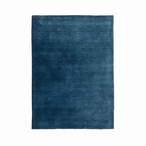 Tapis en laine bleu turquoise foncé, texture unie mélangée, moderne, antidérapant, écologique, tufté à la main, pour salon, salle de bain, hôtel - Product Image 1