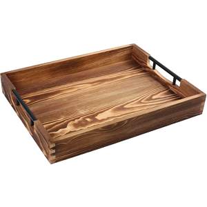 Plateau en bois de la meilleure qualité avec poignée en métal, plateau de rangement sur mesure pour cuisine, maison, hôtel, table, service de repas - Product Image 4