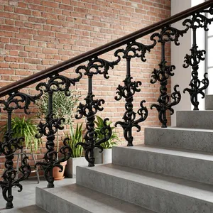 Balustres d'escalier élégants en fer forgé, kit de remplacement de meneaux décoratifs classiques en métal pour support de main courante d'escalier intérieur - Product Image 4