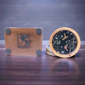 Wooden <b>Round</b> Coasters With Bird And Floral Design Traditional Chinese Style Reusable <b>Mats</b> For <b>Table</b> Decor By Universal Overseas - Product Image 4