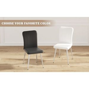 Moderno Set di 4 sedie da pranzo carbone PU gambe in metallo placcato mobili per la casa per soggiorno camera da letto cucina sala da pranzo - Product Image 6