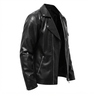Blouson moto réversible en cuir véritable rouge pour homme, imperméable, respirant, coupe ajustée, fermeture éclair, col rabattable, vêtement d'extérieur d'hiver - Product Image 5