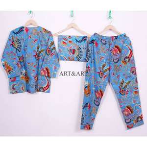 Pijama de Algodón con Estampado Floral, Hecho a Mano en India, Ecológico, de Alta Calidad, Elegante y Casual, para Verano, Otoño, Vacaciones y Mañana - Product Image 5