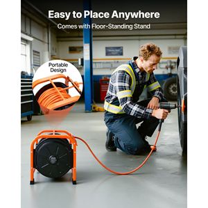 Enrouleur de tuyau d'air en PVC à rembobinage automatique 3/8 pouce x 100 pieds, pression max. 300 PSI, avec câble d'arrivée de 5 pieds et cliquet pour compresseur d'air - Product Image 5