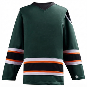 Maillot de hockey sur glace pour homme à impression numérique personnalisée, manches longues, col en V, respirant, séchage rapide, 220g, 100% polyester, maille, logo personnalisé - Product Image 1