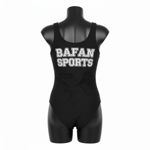 Maillot de bain une pièce pour femme, tissu extensible polyester spandex 200 GSM, noir, logo personnalisé pour maillot de bain - Product Image 2