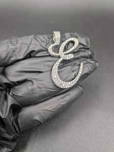 Colgante de Letra Cursiva E con Incrustaciones de Moissanita, Estilo Hip Hop, para Fiestas y Eventos, con Plata 925, Joyería Fina, Colgantes y Dijes - Product Image 5