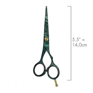 Ciseaux de coiffure professionnels en acier inoxydable, lame tranchante, pour droitiers, usage en salon, motif vert - Product Image 5