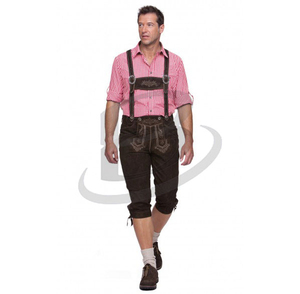 Bavarian Traditional <b>Men's</b> Embroidered Leather Midweight Trousers Lederhosen Check Shirt Shoes <b>Socks</b> (Autumn Eco-Friendly - Product Image 4
