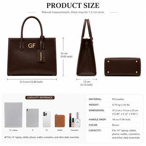 Sac à main marron pour femme en cuir PU, grande capacité avec compartiments organisateurs, vente en gros d'usine - Product Image 6