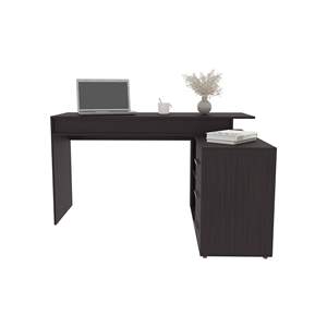Bureau Neilton avec design en L 3 tiroirs 4 pieds 2 étagères - Product Image 6