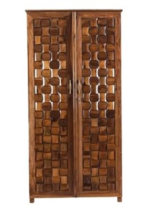 Armario Moderno de Madera Maciza Tallada en 3D | Armario de dormitorio de madera tallada a cuadros |   Cajón y Cerradura |   Comercio al por mayor B2B en India - Product Image 4