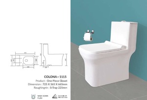Inodoro de una pieza con el mejor diseño, tamaño 725x365x665mm, sifón en S de 225mm y tapa de asiento con cierre suave - Product Image 3