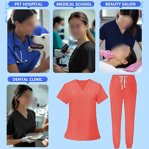 Conjunto de Uniforme Médico para Mujer FTQASMI CO INTERNATIONAL, con Bolsillos, Top y Pantalones, Material de Algodón y Poliéster, Detección de Agujas - Product Image 5