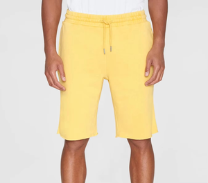 Shorts de jogging pour hommes, couleur et taille personnalisées, jaune vif, taille élastique et cordon de serrage, tissu respirant - Product Image 3