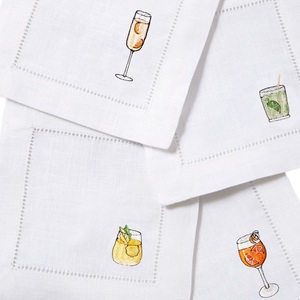 Serviettes de cocktail personnalisées brodées en coton et lin - Décoration de table carrée écologique réutilisable faite à la main pour mariages et restaurants - Product Image 3