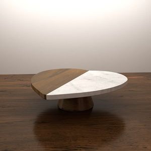 Trending Round White <b>Marble</b> <b>Cake</b> <b>Stand</b> With Mango Wood Pedestal Base Elegant Dessert Serving Display For Kitchen Wedding Use Set - Product Image 4
